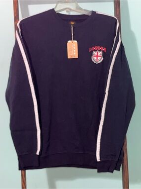 Five Star Navy Crewneck with White Sleeve Taping and Red Crest